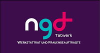 Logo mit dem Text ngd Tatwerk und Untertitel Werkstatt und Frauenbeauftragte.