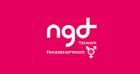 Logo mit dem Schriftzug ngd Tatwerk und Symbolen für Geschlechtergerechtigkeit.
