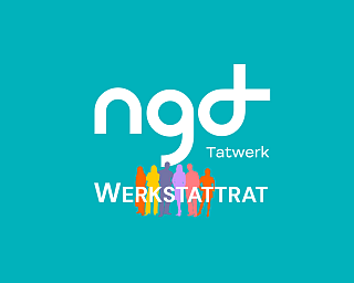 Logo mit bunten Figuren und Schriftzug Werkstattrat.